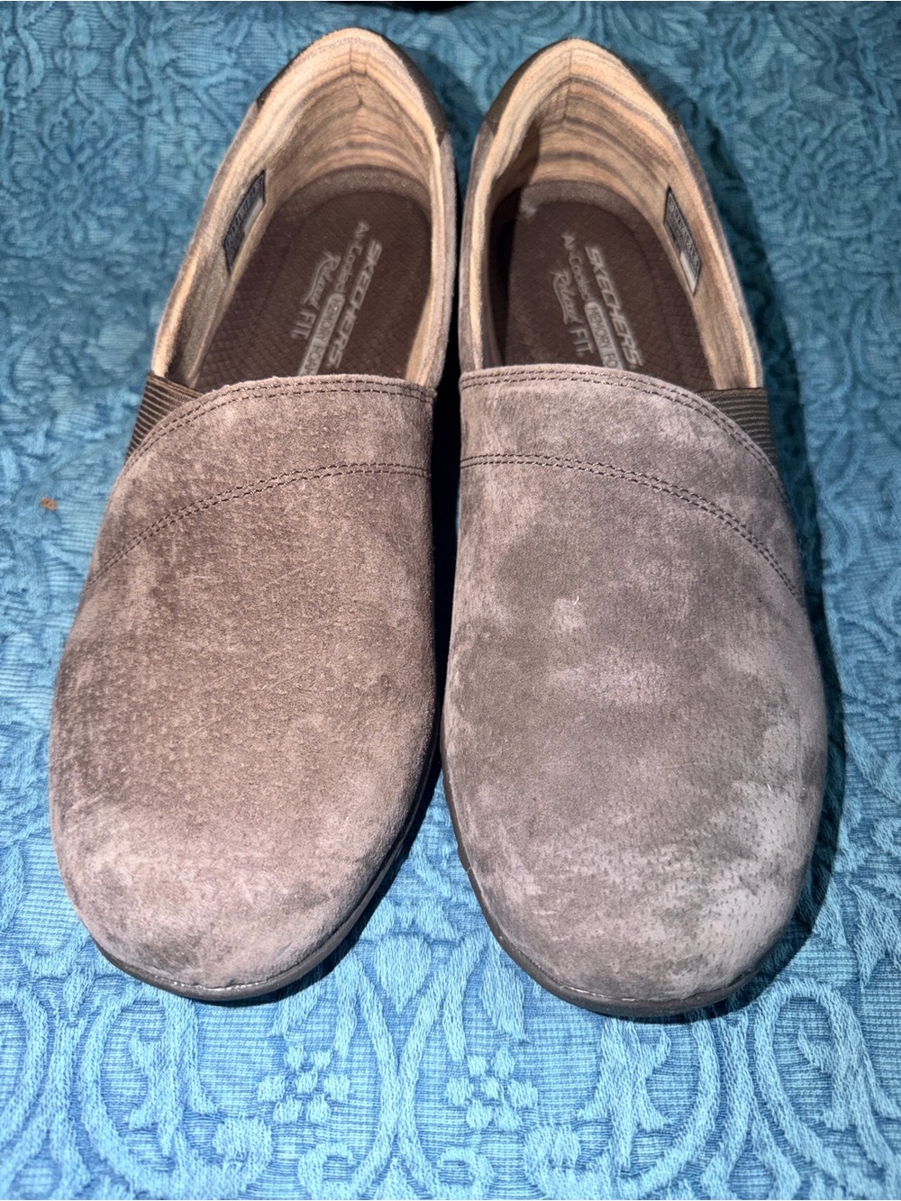 Skechers Women’s Gray Taupe Slip-On Suede Flats
